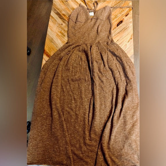 Free People NWOT Tula Sweater Midi Dress with Skinny Tie Straps sz XS - Picture 2 of 8